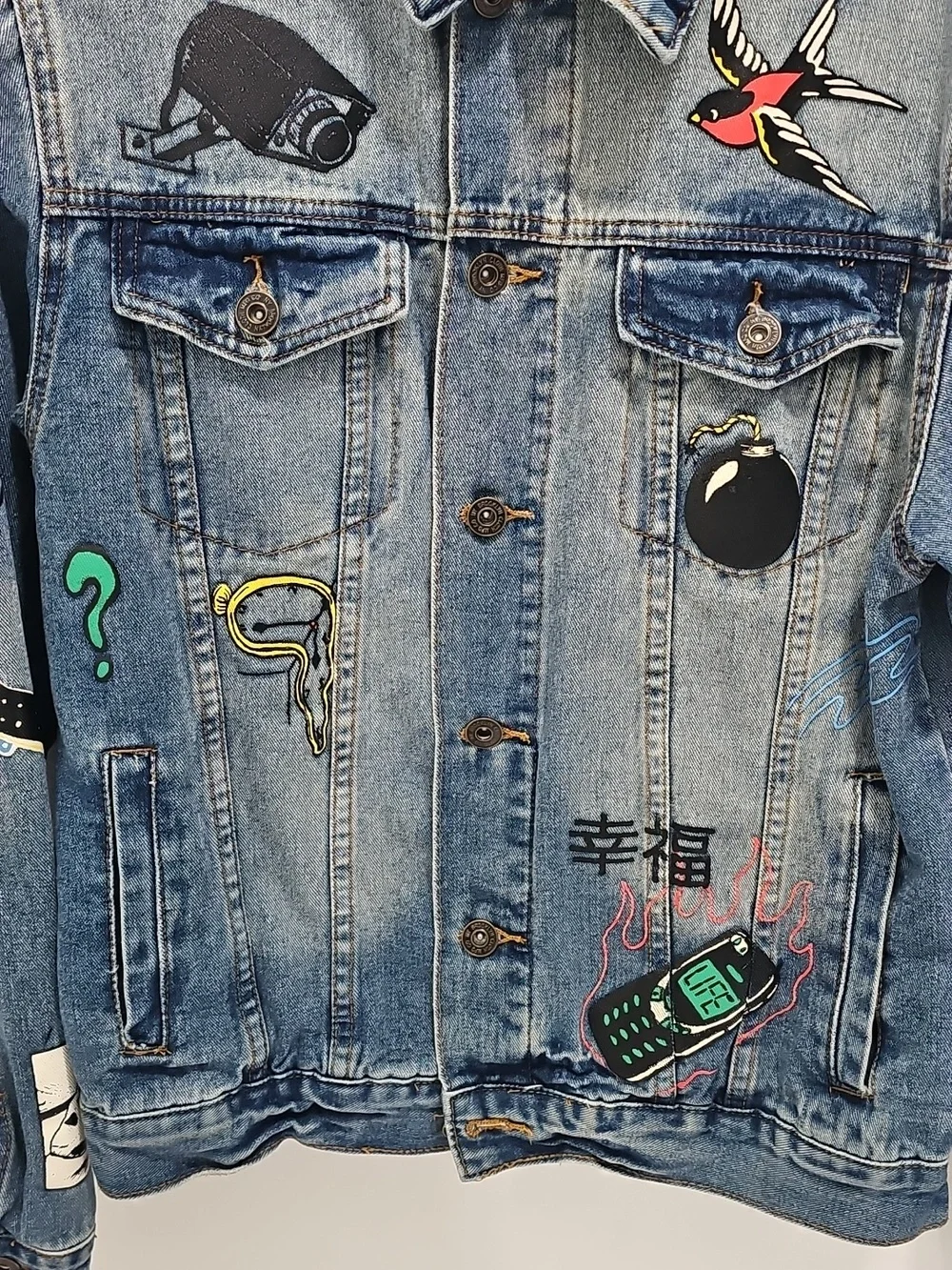 Brooklyn Cloth No Cap Retro 90s Graphics Denim Jean Jacket Unisex S - Picture 9 of 9